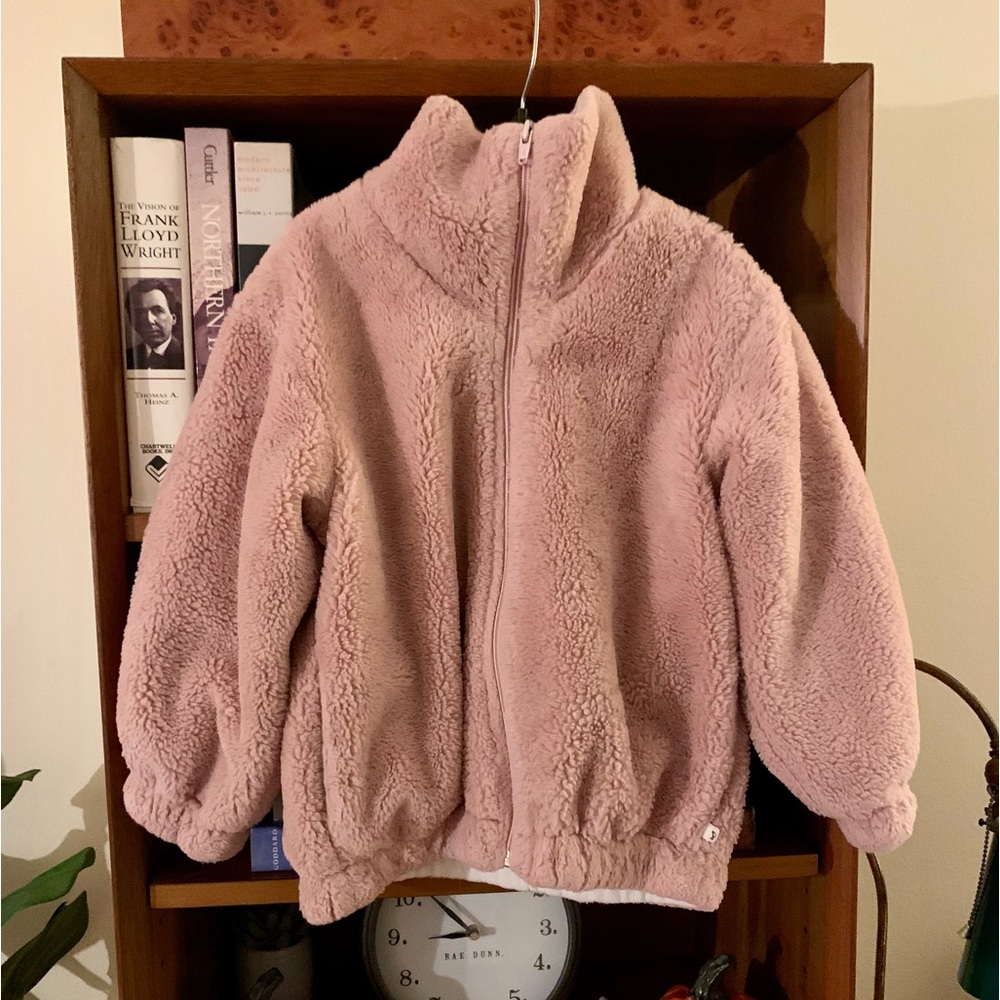 Oh Baby Girls Pink Furry Jacket Rainbow Design Size 4 - Picture 2 of 8
